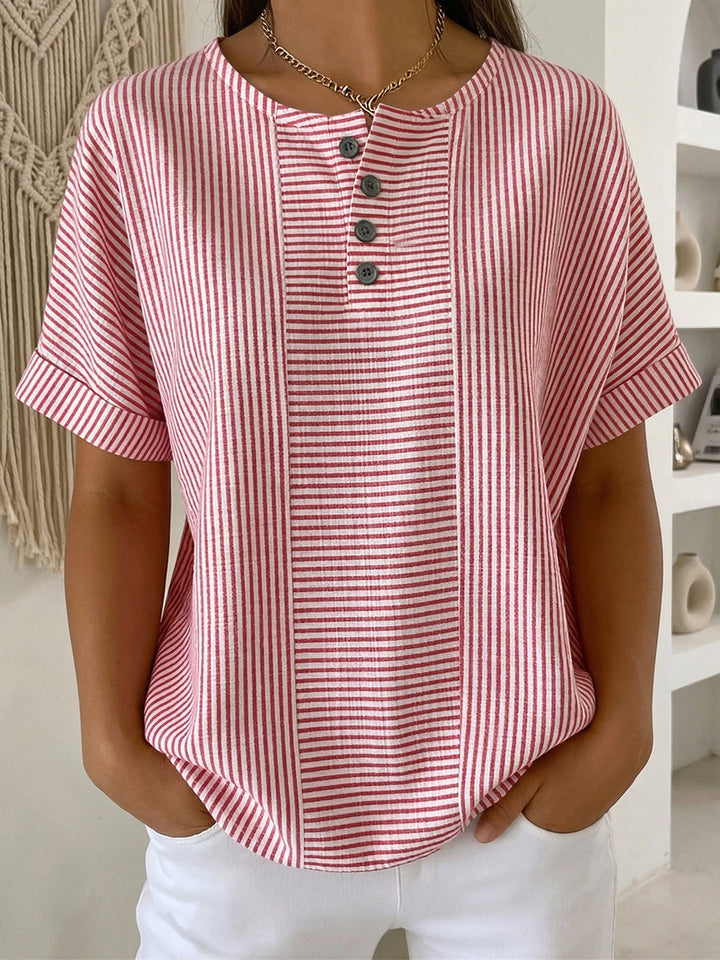 Capri Stripe Henley Blouse