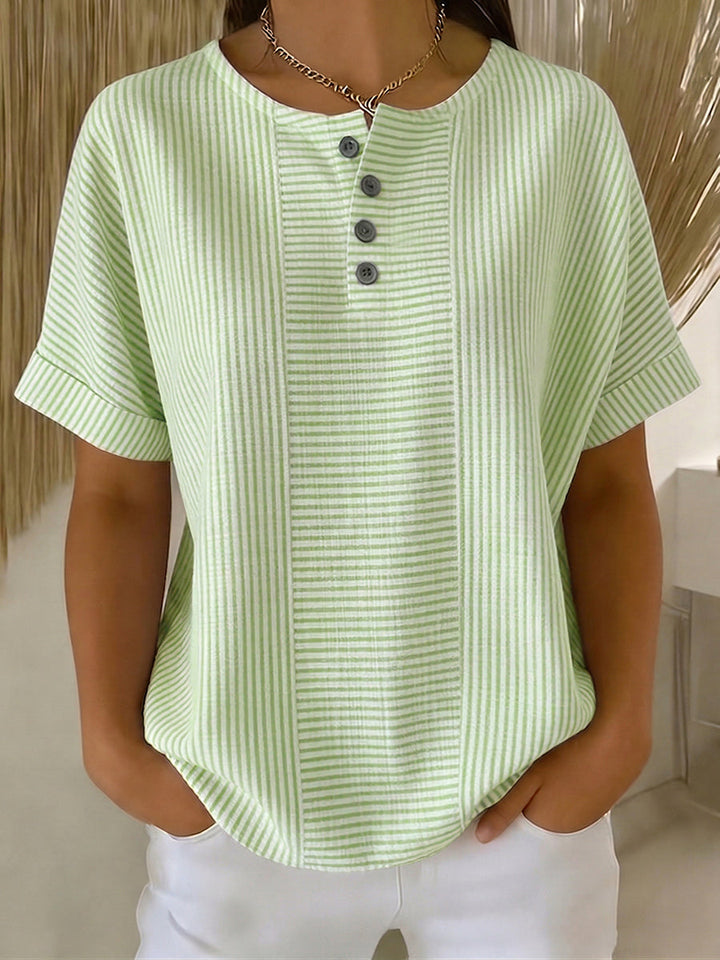 Capri Stripe Henley Blouse