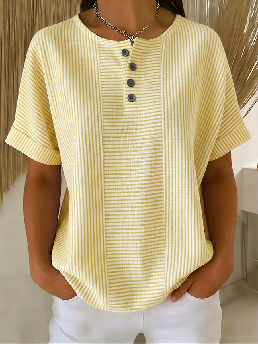 Capri Stripe Henley Blouse