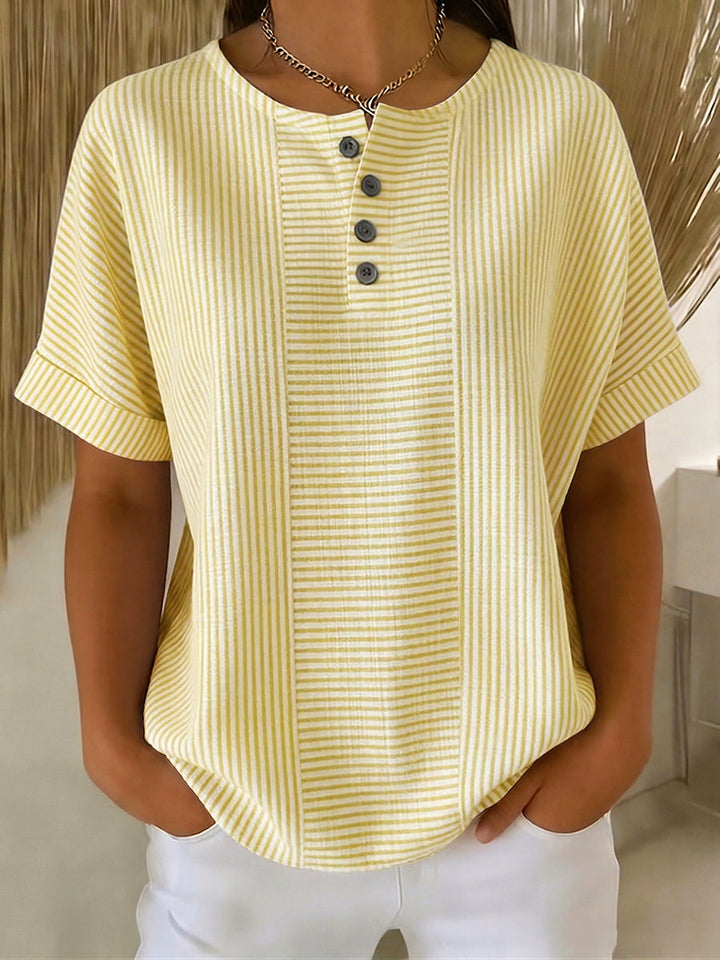 Capri Stripe Henley Blouse