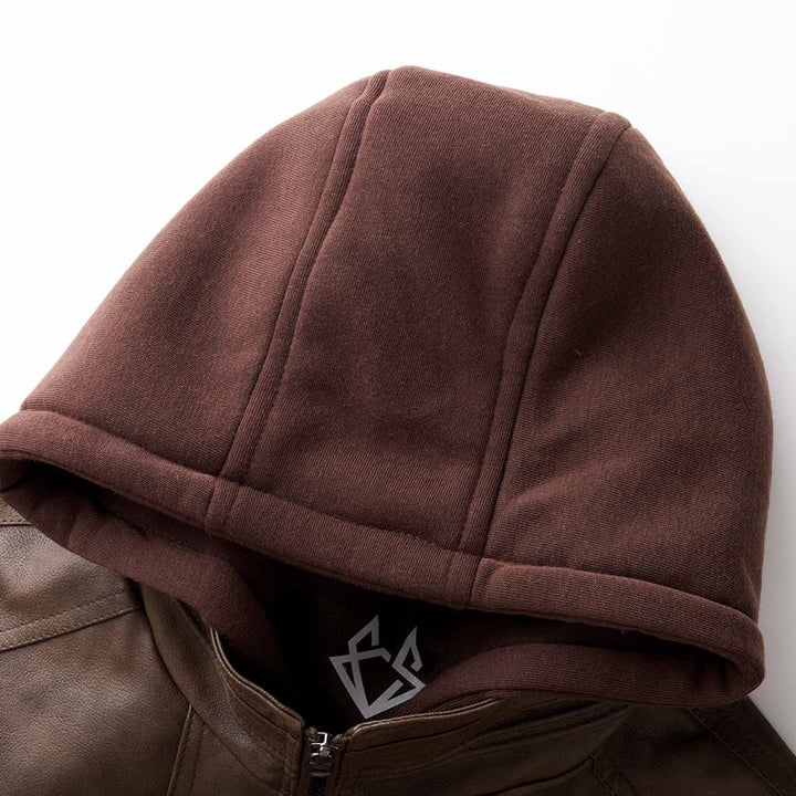 Luca Moretti | Premium Hooded Leather Jacket For Men