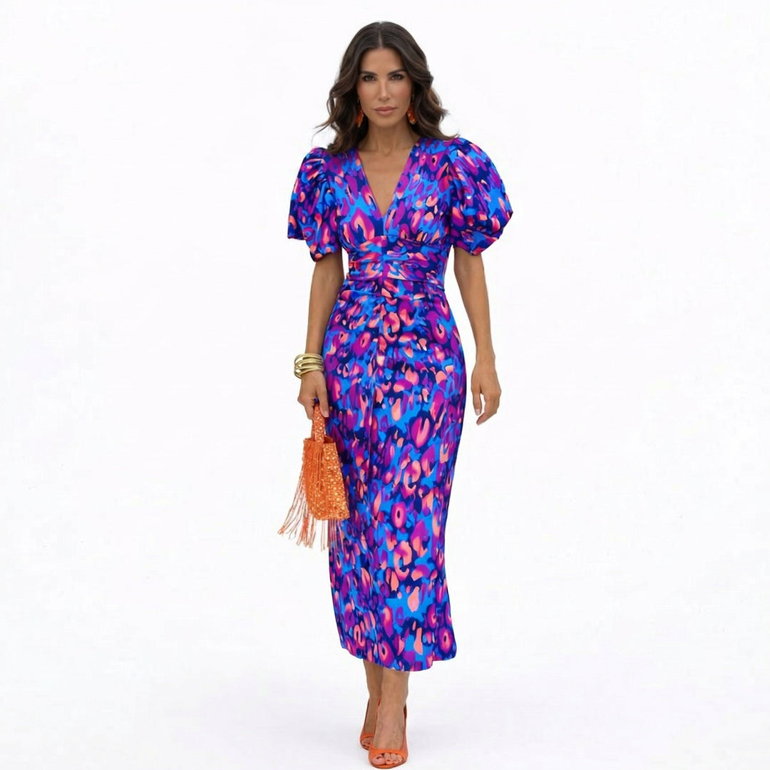 Ibiza Puff Sleeve Midi Dress