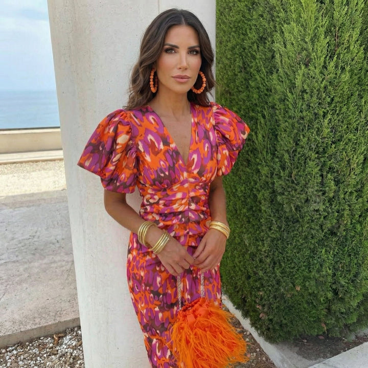 Ibiza Puff Sleeve Midi Dress