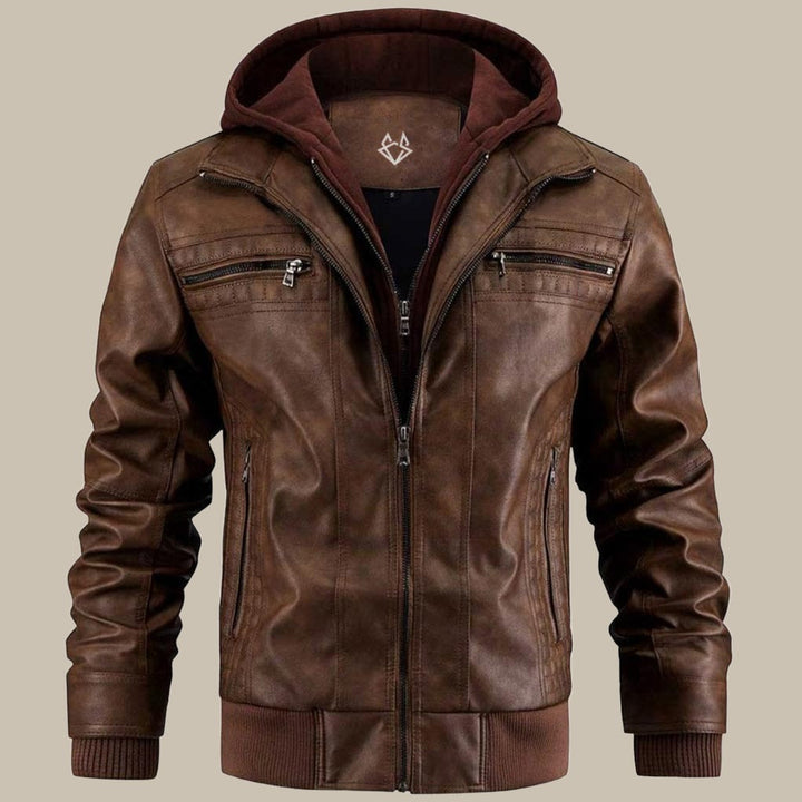 Luca Moretti | Premium Hooded Leather Jacket For Men