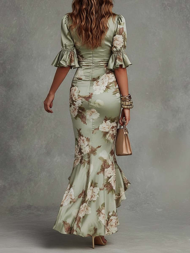 Rosalie Floral Ruched Midi Dress