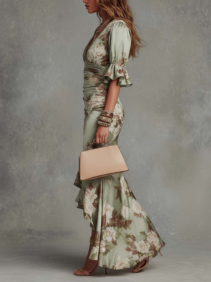 Rosalie Floral Ruched Midi Dress