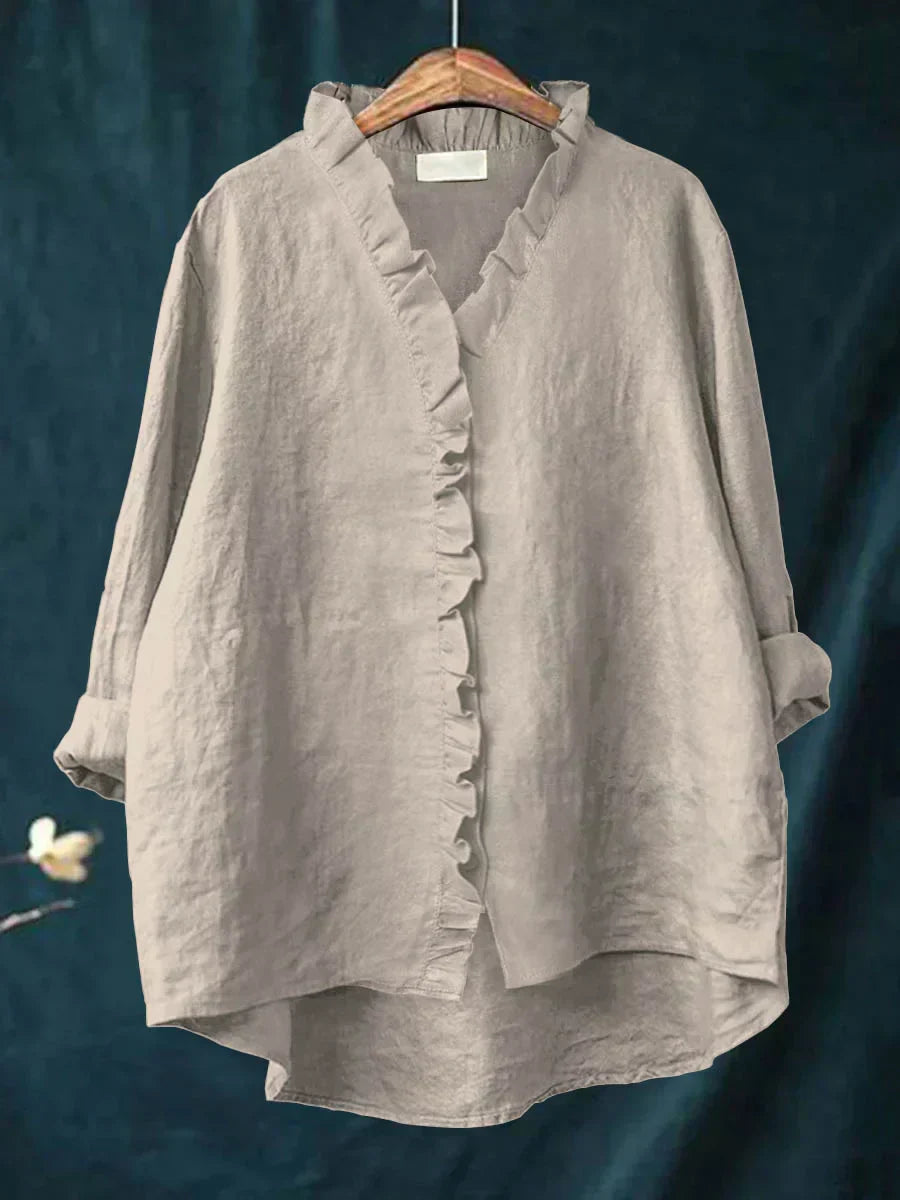 Colette Ruffle Linen Blouse