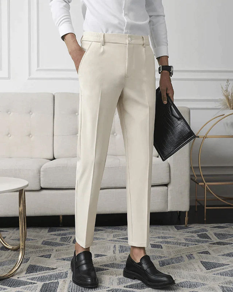 Giovanni Bellucci | Tailored Slim Fit Trousers with Refined Structure For Men