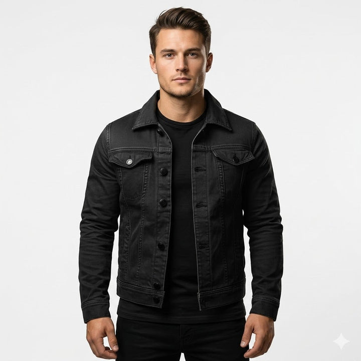 Marco Bellini | Classic Black Denim Jacket For Men