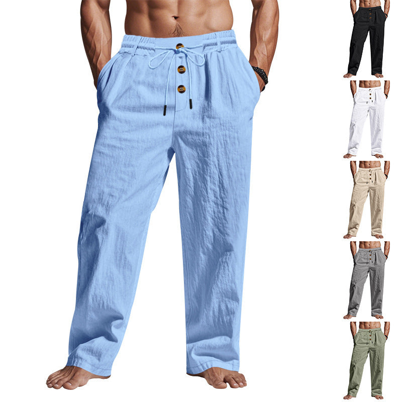 Owen Mitchell | Relaxed Linen-Blend Beach Trousers For Men
