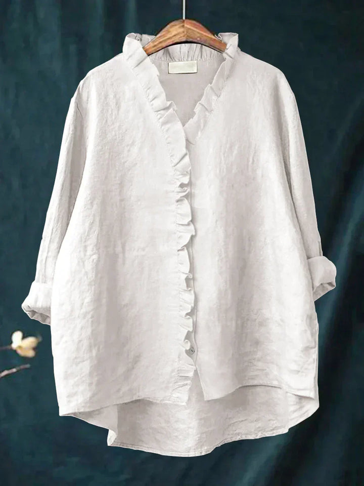 Colette Ruffle Linen Blouse