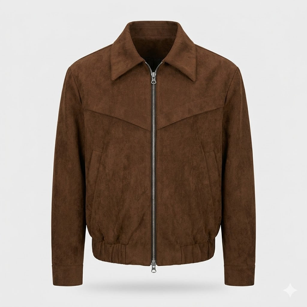 Marco DeLuca | Vintage Suede Zip Jacket with Tailored Modern Fit For Men