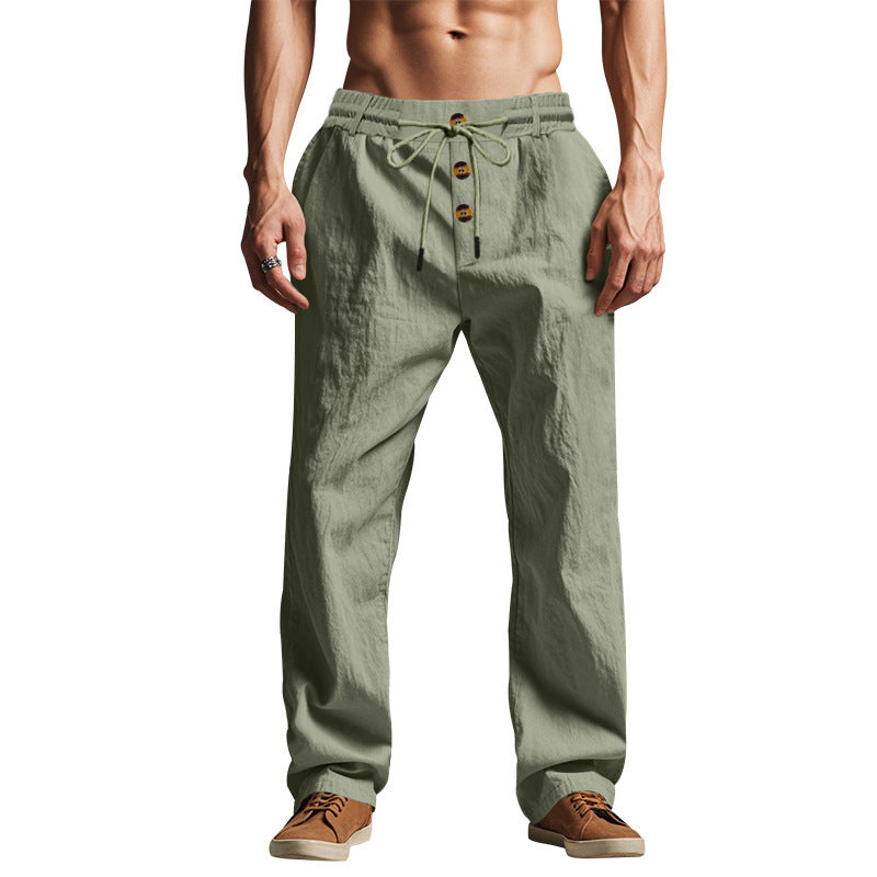 Owen Mitchell | Relaxed Linen-Blend Beach Trousers For Men