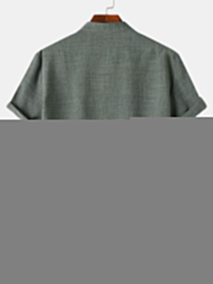 Short Sleeve Linen Henley Shirt