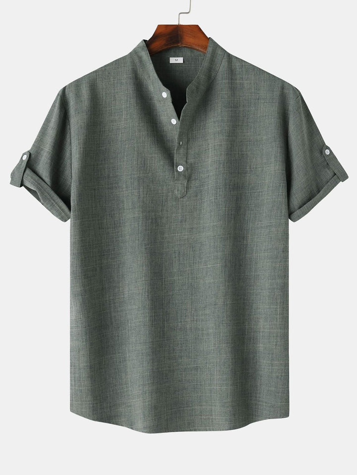 Short Sleeve Linen Henley Shirt