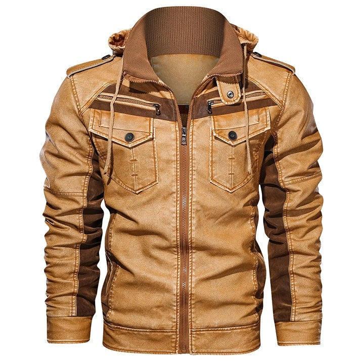 Sebastian Moreau | Premium Hooded Leather Jacket For Men