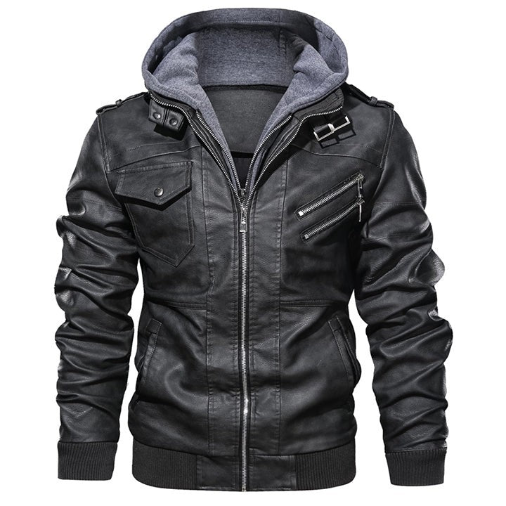 Christian DeLuca | Hooded Leather Bomber Jacket For Men