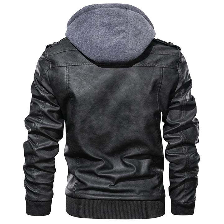 Christian DeLuca | Hooded Leather Bomber Jacket For Men