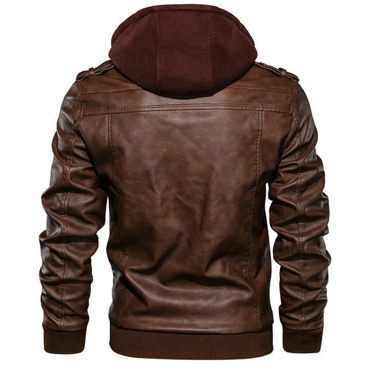 Louis Sinclair | Hooded Leather Bomber Jacket For Men