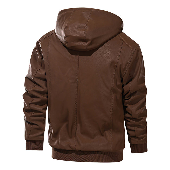 Declan Ashford | Hooded PU Leather Bomber Jacket For Men