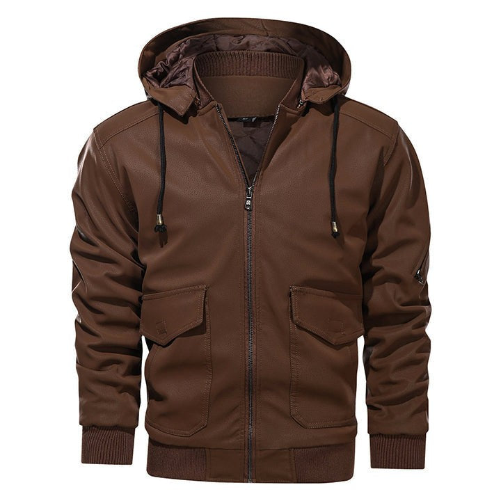 Declan Ashford | Hooded PU Leather Bomber Jacket For Men