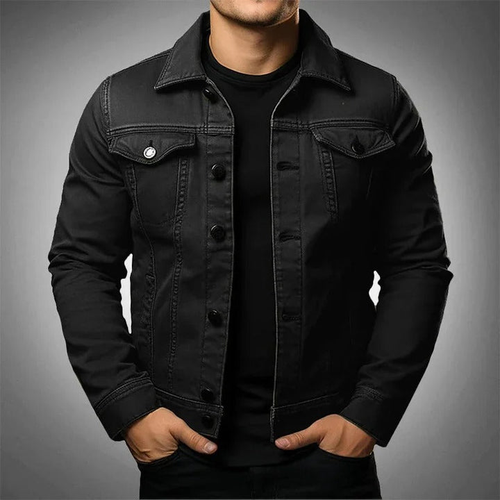 Marco Bellini | Classic Black Denim Jacket For Men
