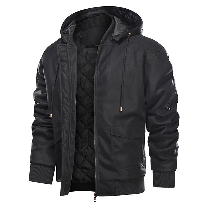 Leonardo Moretti | Hooded Leather Jacket For Men