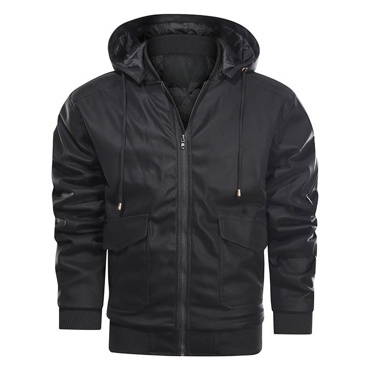 Leonardo Moretti | Hooded Leather Jacket For Men