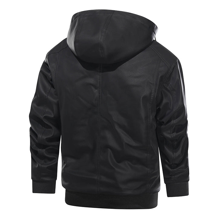 Leonardo Moretti | Hooded Leather Jacket For Men