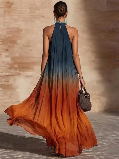 Mia Ottawa - Ombré Halter/V-Neck Maxi Dress