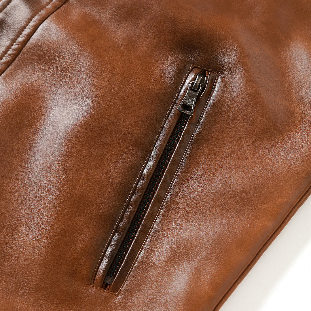 Vincent Moretti | Classic Leather Biker Jacket For Men
