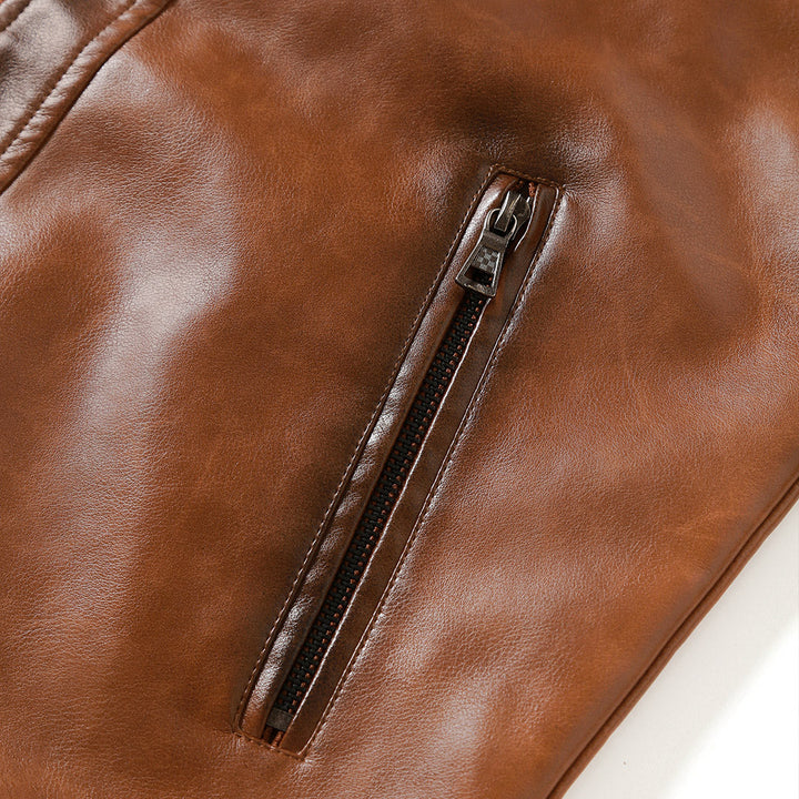 Vincent Moretti | Classic Leather Biker Jacket For Men