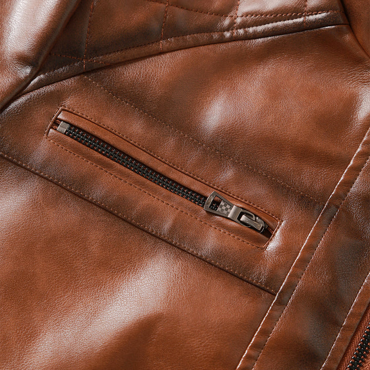 Vincent Moretti | Classic Leather Biker Jacket For Men