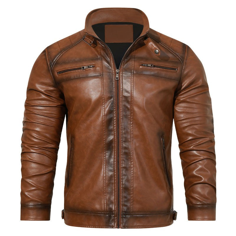 Vincent Moretti | Classic Leather Biker Jacket For Men